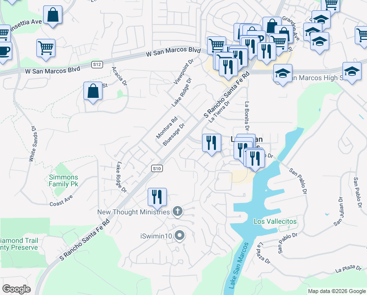 map of restaurants, bars, coffee shops, grocery stores, and more near 1783 Calle Del Arroyo in San Marcos