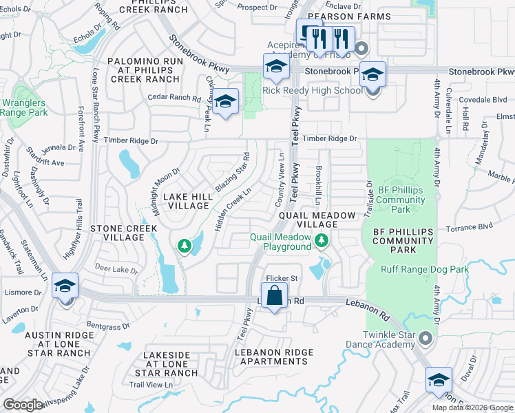 map of restaurants, bars, coffee shops, grocery stores, and more near 2251 Fawn Mist Drive in Frisco
