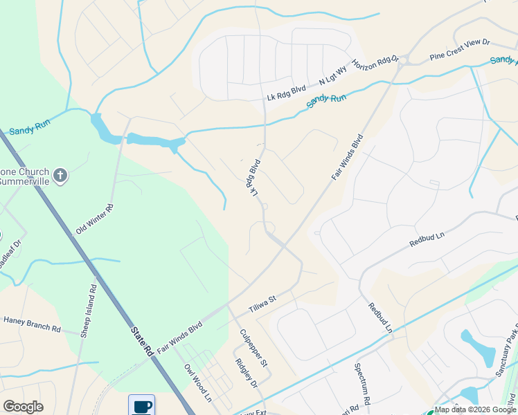 map of restaurants, bars, coffee shops, grocery stores, and more near 327 Lake Ridge Boulevard in Summerville