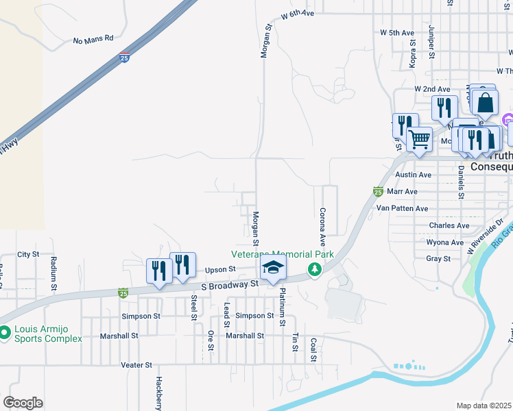 map of restaurants, bars, coffee shops, grocery stores, and more near 700 Morgan Street in Truth or Consequences