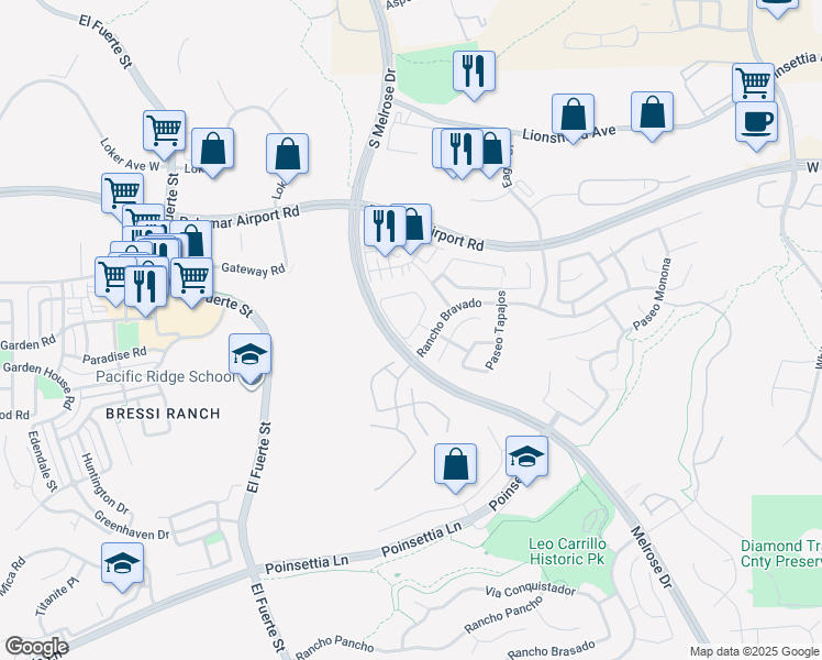 map of restaurants, bars, coffee shops, grocery stores, and more near 6329 Citracado Circle in Carlsbad