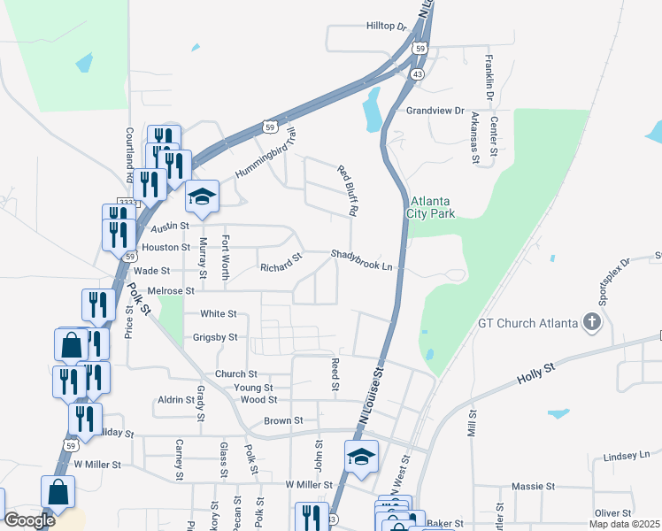 map of restaurants, bars, coffee shops, grocery stores, and more near 710 Kerry Drive in Atlanta