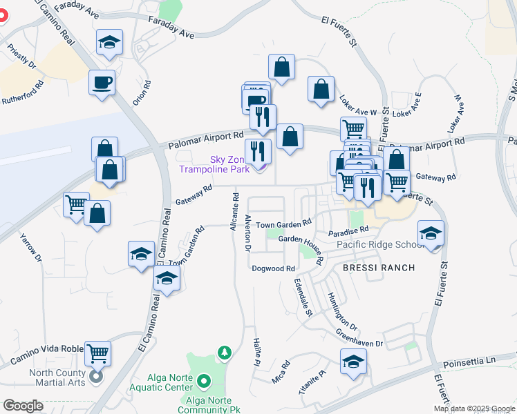 map of restaurants, bars, coffee shops, grocery stores, and more near 2560 Ingleton Avenue in Carlsbad