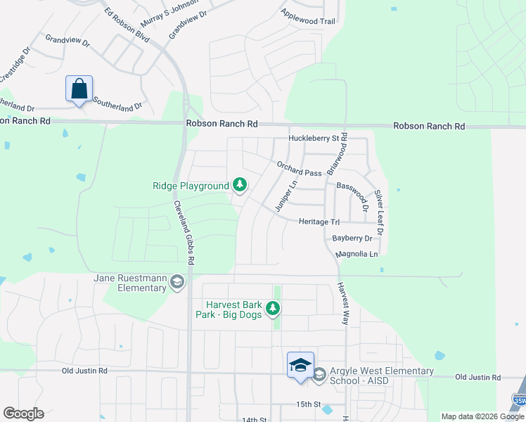 map of restaurants, bars, coffee shops, grocery stores, and more near 2519 Bedford Road in Northlake