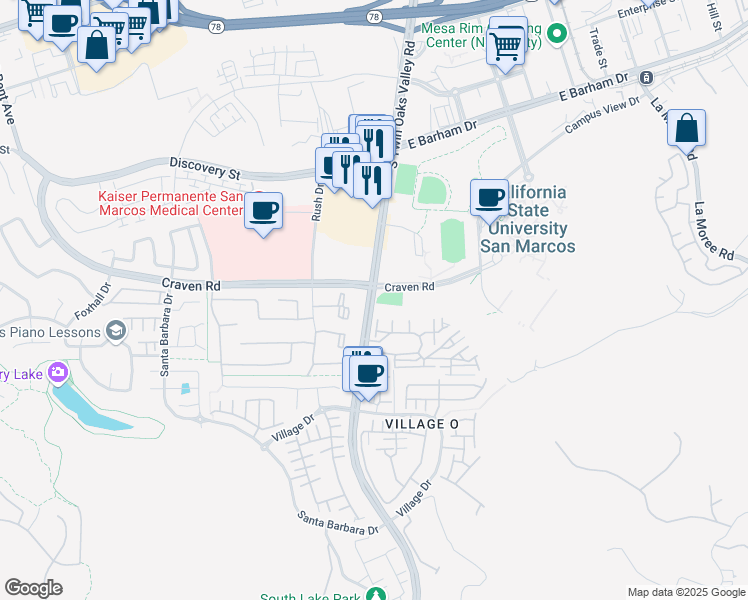 map of restaurants, bars, coffee shops, grocery stores, and more near in San Marcos