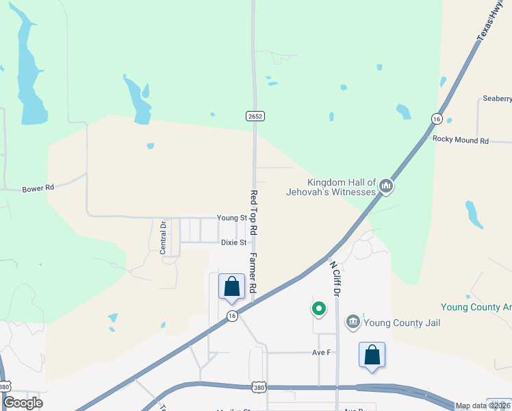 map of restaurants, bars, coffee shops, grocery stores, and more near 255 Farm to Market Road 2652 in Graham