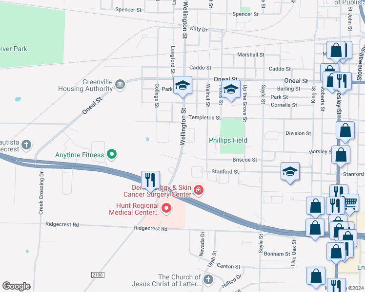 map of restaurants, bars, coffee shops, grocery stores, and more near 4200 Wellington Street in Greenville