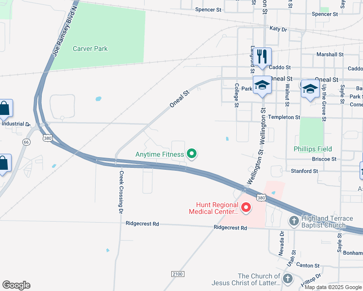 map of restaurants, bars, coffee shops, grocery stores, and more near 4900 Joe Ramsey Boulevard East in Greenville