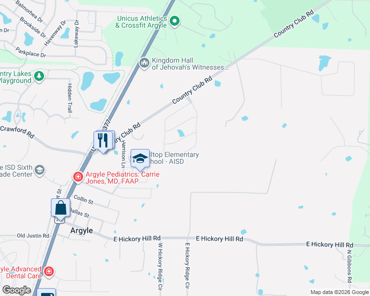 map of restaurants, bars, coffee shops, grocery stores, and more near 418 Trigger Trail in Argyle
