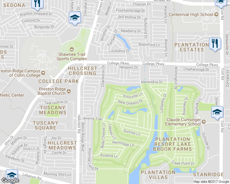 map of restaurants, bars, coffee shops, grocery stores, and more near 5901 Belle Chasse Lane in Frisco