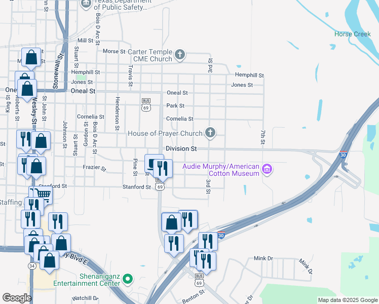 map of restaurants, bars, coffee shops, grocery stores, and more near 1229 Division St in Greenville