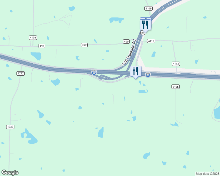 map of restaurants, bars, coffee shops, grocery stores, and more near 3641 Interstate 30 in Campbell