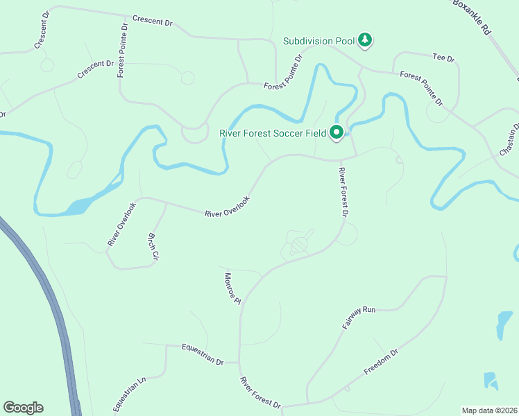 map of restaurants, bars, coffee shops, grocery stores, and more near 509 River Overlook in Forsyth