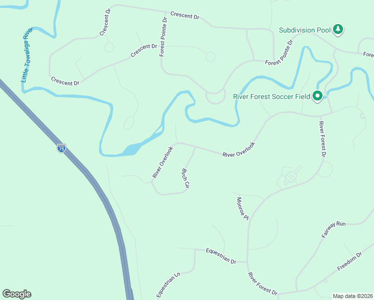 map of restaurants, bars, coffee shops, grocery stores, and more near 601 River Overlook in Forsyth