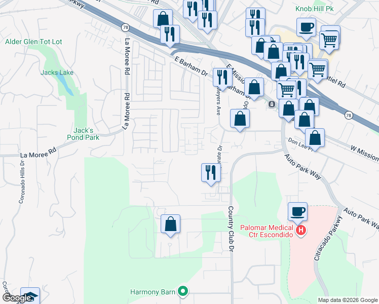 map of restaurants, bars, coffee shops, grocery stores, and more near 1220 Sunrise View in San Marcos
