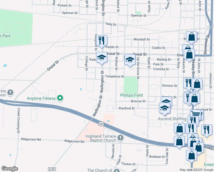 map of restaurants, bars, coffee shops, grocery stores, and more near 4102 Walnut Street in Greenville