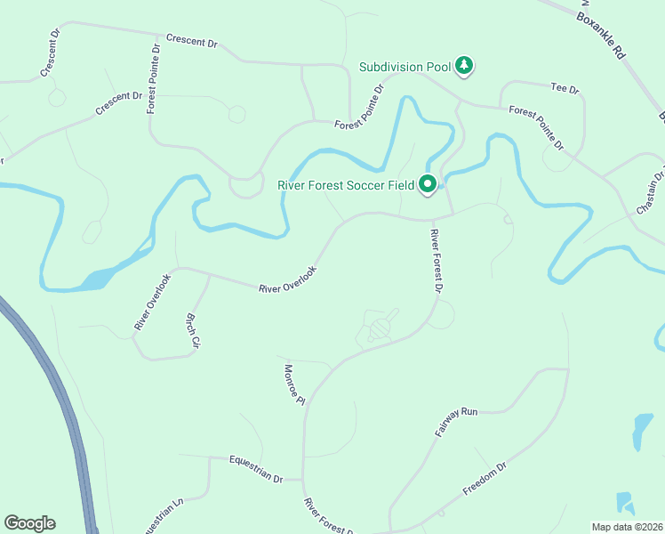 map of restaurants, bars, coffee shops, grocery stores, and more near 509 River Overlook in Forsyth