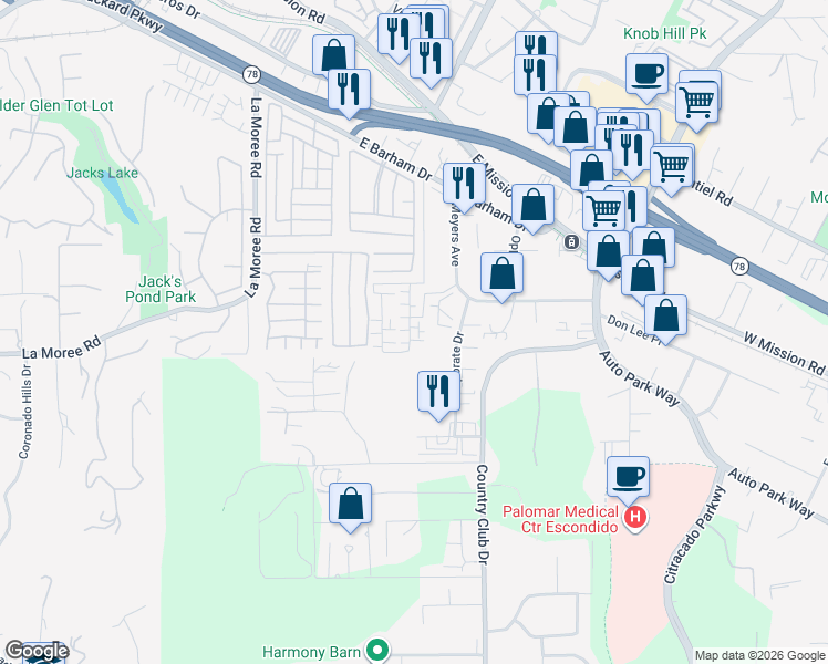 map of restaurants, bars, coffee shops, grocery stores, and more near 1225 Sunrise View in San Marcos
