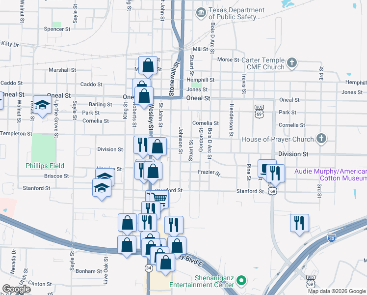 map of restaurants, bars, coffee shops, grocery stores, and more near 2417 Walworth Street in Greenville
