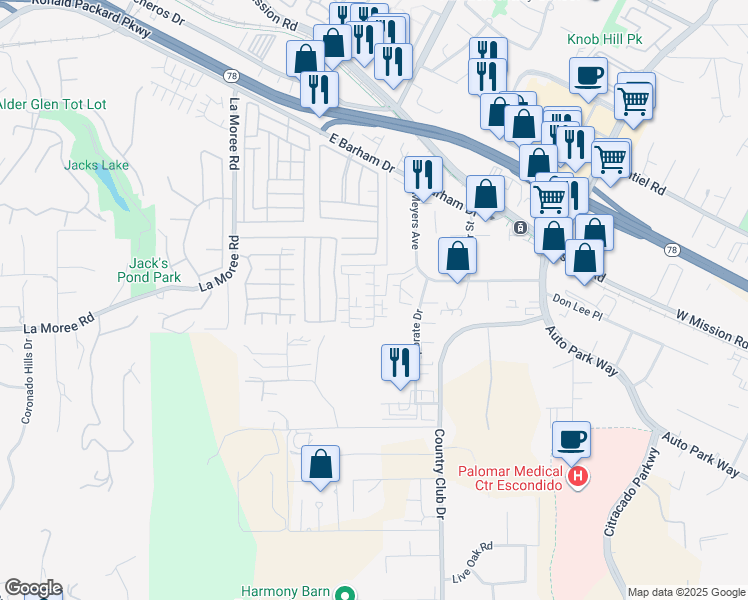 map of restaurants, bars, coffee shops, grocery stores, and more near 1229 Sunrise View in San Marcos