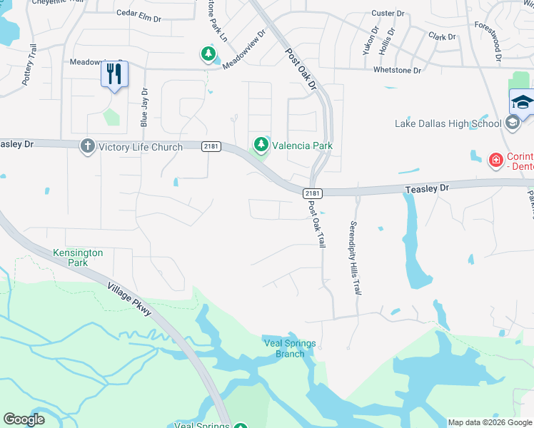 map of restaurants, bars, coffee shops, grocery stores, and more near 2212 High Pointe Drive in Corinth