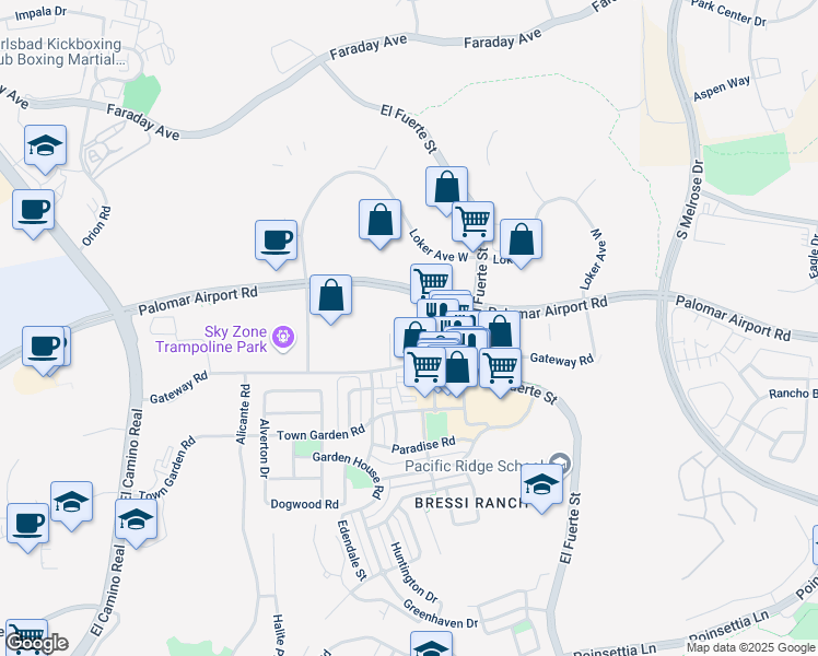 map of restaurants, bars, coffee shops, grocery stores, and more near in Carlsbad
