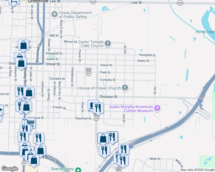 map of restaurants, bars, coffee shops, grocery stores, and more near 3908 Redbud Street in Greenville