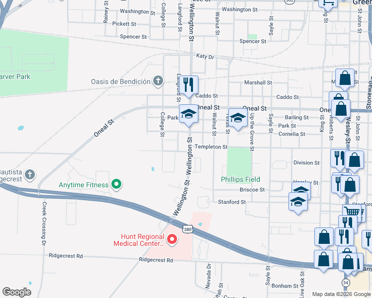 map of restaurants, bars, coffee shops, grocery stores, and more near 3916 Wellington Street in Greenville