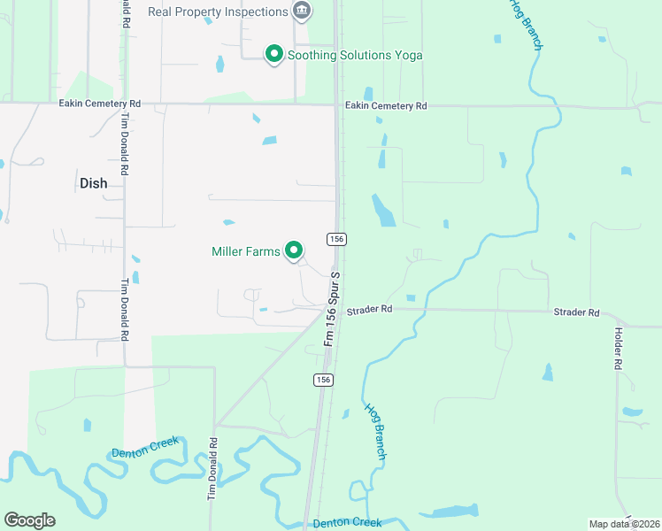 map of restaurants, bars, coffee shops, grocery stores, and more near 2408 Strader Road in Justin