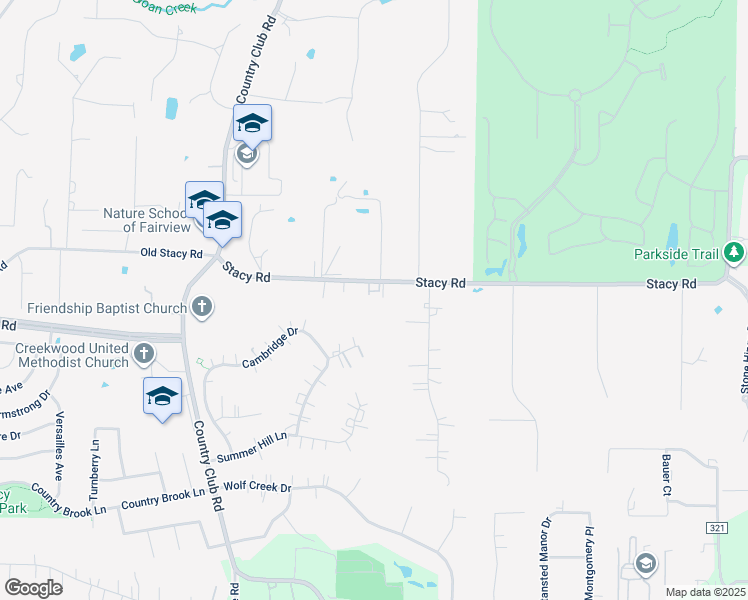 map of restaurants, bars, coffee shops, grocery stores, and more near 1240 Stacy Road in Fairview