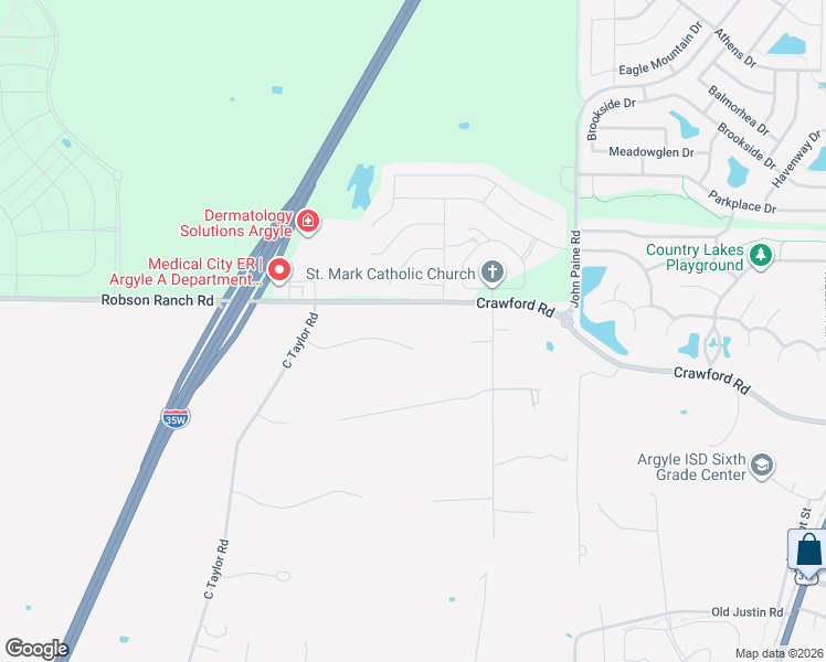 map of restaurants, bars, coffee shops, grocery stores, and more near 686 Knob Hill Court in Argyle