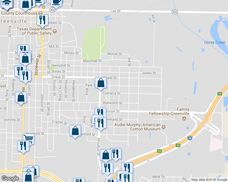 map of restaurants, bars, coffee shops, grocery stores, and more near 1314 Cornelia Street in Greenville