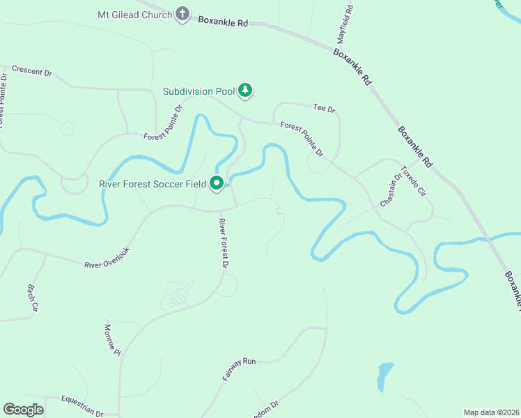 map of restaurants, bars, coffee shops, grocery stores, and more near 201 River Overlook in Forsyth