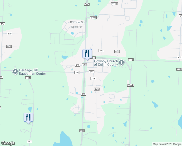 map of restaurants, bars, coffee shops, grocery stores, and more near 9776 County Road 744 in Princeton