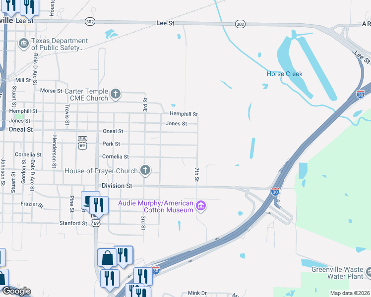 map of restaurants, bars, coffee shops, grocery stores, and more near 1001 Park Street in Greenville
