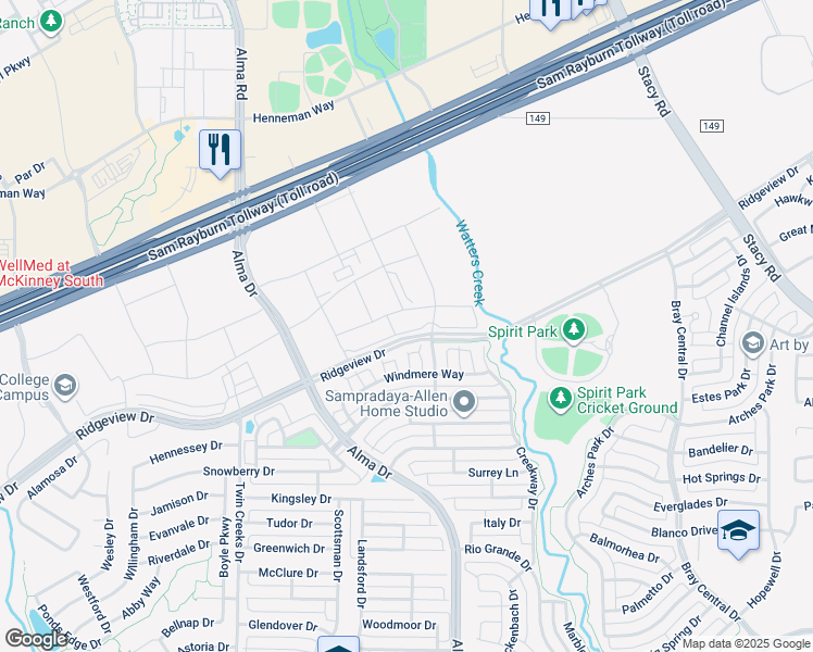 map of restaurants, bars, coffee shops, grocery stores, and more near 2006 Meghan Court in Allen