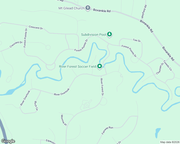 map of restaurants, bars, coffee shops, grocery stores, and more near 400 River Overlook in Forsyth
