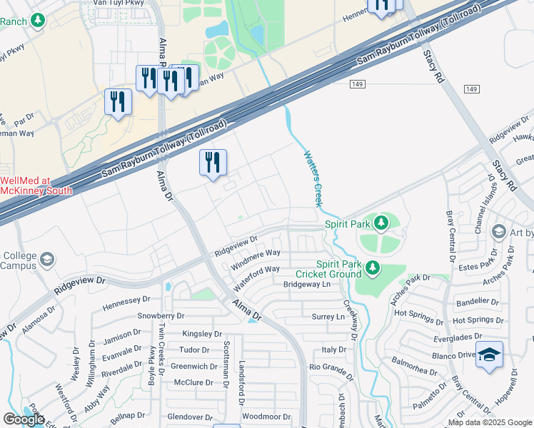 map of restaurants, bars, coffee shops, grocery stores, and more near 2006 Meghan Court in Allen