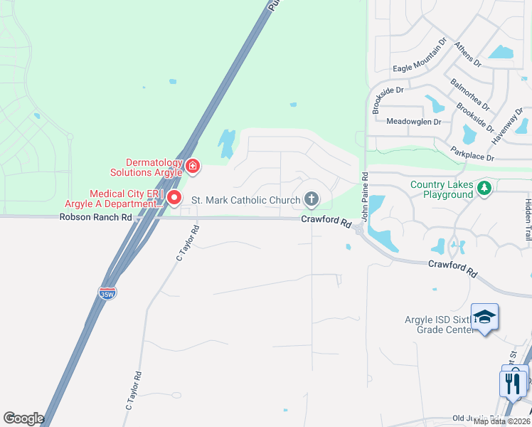 map of restaurants, bars, coffee shops, grocery stores, and more near 686 Knob Hill Court in Argyle