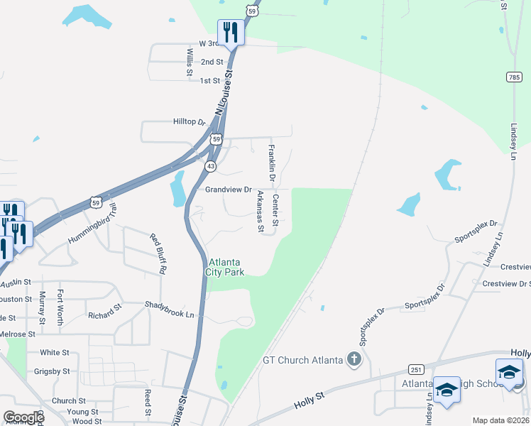 map of restaurants, bars, coffee shops, grocery stores, and more near 922 Arkansas Street in Atlanta