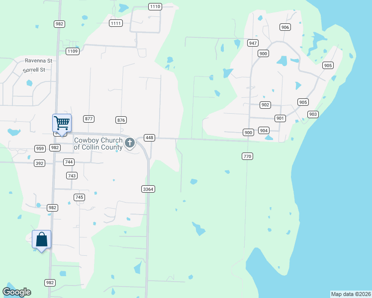 map of restaurants, bars, coffee shops, grocery stores, and more near 10111 County Road 448 in Princeton