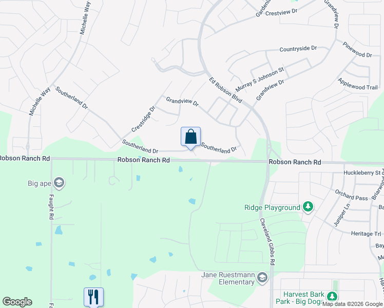 map of restaurants, bars, coffee shops, grocery stores, and more near 10104 Serene Court in Denton