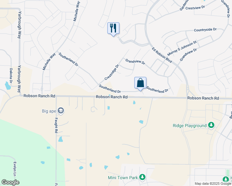 map of restaurants, bars, coffee shops, grocery stores, and more near 11321 Southerland Drive in Denton