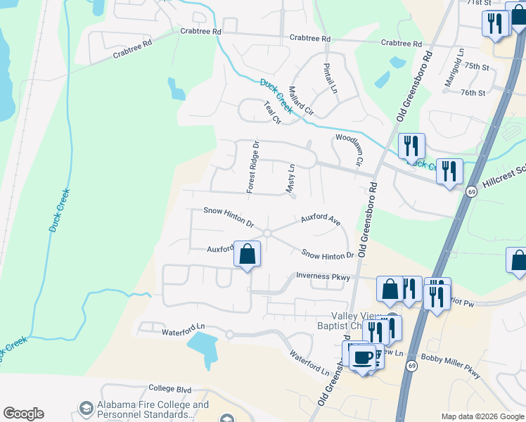 map of restaurants, bars, coffee shops, grocery stores, and more near 8404 Mari Mar Drive in Tuscaloosa