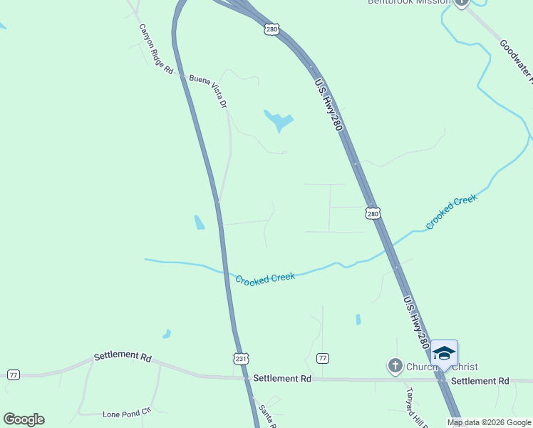 map of restaurants, bars, coffee shops, grocery stores, and more near 35 Pebble Point in Sylacauga