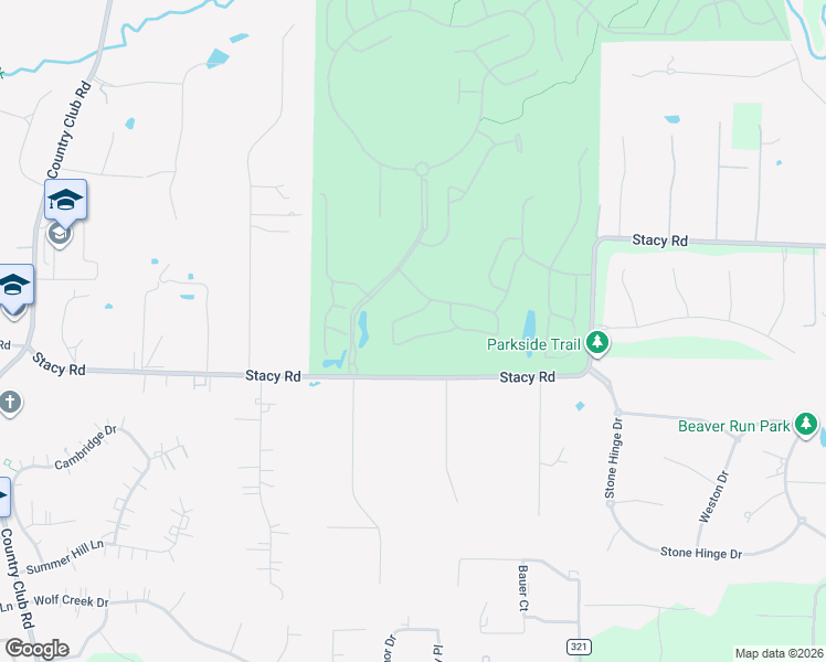 map of restaurants, bars, coffee shops, grocery stores, and more near 1383 Ranch House Drive in Fairview