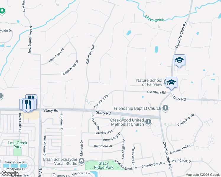 map of restaurants, bars, coffee shops, grocery stores, and more near 620 Oakmont Court in Fairview