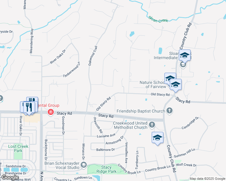 map of restaurants, bars, coffee shops, grocery stores, and more near 620 Oakmont Court in Fairview