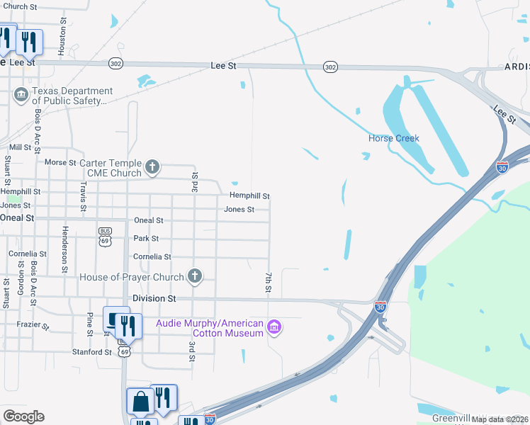 map of restaurants, bars, coffee shops, grocery stores, and more near 803 Jones Street in Greenville