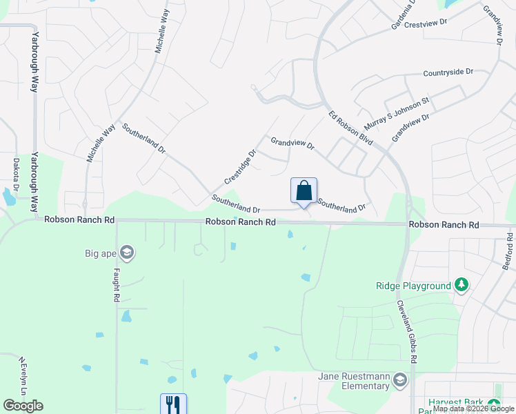 map of restaurants, bars, coffee shops, grocery stores, and more near 11308 Southerland Drive in Denton